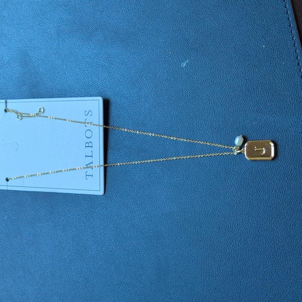Talbots gold J necklace